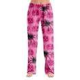 thumbnail image 1 of Dwralegc Womens Halloween Pajama Pants Long Bottoms Casual Pajama Pants Elastic Waist Cute Halloween Print Soft Sleepwear Hot Pink S, 1 of 7