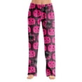 thumbnail image 1 of Dwralegc Womens Halloween Pajamas Long Bottoms Lounge Pajama Pants Elastic Waist Funny Halloween Printed Fuzzy Sleepwear Wine 2XL, 1 of 7