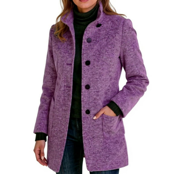 Dwralegc Womens Long Pea Coats Dress Single Breasted Wool Coats Trench Mid Long Plus Size Jackets Winter Balck Peacoat with Pockets Clearance Purple S