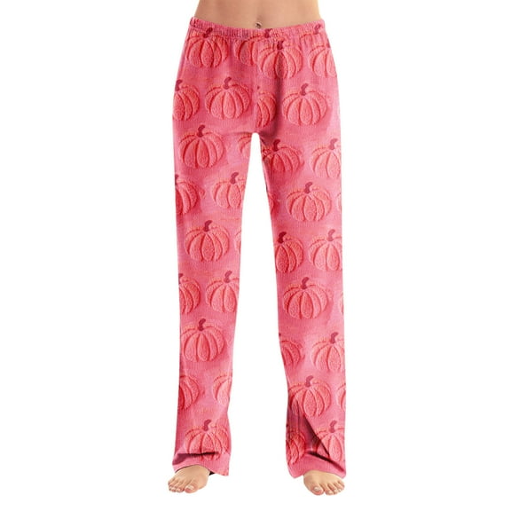 Dwralegc Womens Pajama Pants Halloween Long Bottoms Lounge Pajama Pants Elastic Waist Funny Halloween Print Soft Pj Pants Pink XL