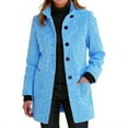 thumbnail image 1 of Dwralegc Womens Pea Coat Outerwear Winter Dress Mid Long Wool Blend Coat Stand Collar Trench Casual Jackets & Coats Outerwear Balck Peacoat with Pockets Clearance Light Blue L, 1 of 4
