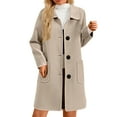 thumbnail image 1 of Dwralegc Womens Pea Coat Thicken Single Breasted Wool Blend Coats Trench Mid Long Dress Jackets Winter Balck Overcoat with Pockets Clearance Beige M, 1 of 4