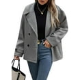 thumbnail image 1 of Dwralegc Womens Pea Coat Winter Casual Double Breasted Cropped Coats Trench Stand Collar Short Jackets Dress Wool Peacoat with Pockets Clearance Dark Grey 2XL, 1 of 5
