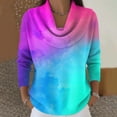 thumbnail image 1 of Dwralegc Womens Sweaters Cozy Multicolor Jumper Knit Blouses Long Sleeve Tops Cowl Neck Fashion Autumn and Winter Sweaters Turquoise M, 1 of 5