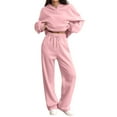 thumbnail image 1 of Dwralegc Womens Sweatsuits 2 Piece Set 2025 Fleece Long Sleeve Hooded Sweatshirts Fashion Drawstring Wide Leg Sweatpants Athletic Baggy Winter Sweatsuit Tracksuit with Pockets Pink S, 1 of 7