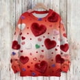 thumbnail image 1 of Dwralegc Womens Valentine Sweaters Heart Graphic Casual Sweater Crew Neck Long Sleeve Fashion Spring Lightweight Pullover Tops Wine XL, 1 of 4