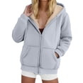 thumbnail image 1 of Dwralegc Zip Up Hoodie Women Thick Sherpa Hoodies Casual Sweatshirt Long Sleeve Winter Thermal Hoodie with Pockets Light Gray L, 1 of 5