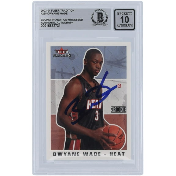 Dwyane Wade Miami Heat Autographed 2003-04 Fleer Tradition #265 Beckett Fanatics Witnessed Authenticated 10 Rookie Card - Fanatics Authentic Certified