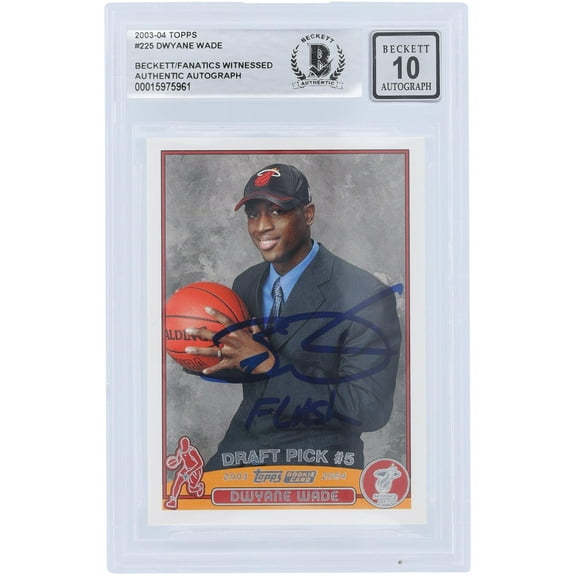 Dwyane Wade Miami Heat Autographed 2003-04 Topps Series 1 #225 Beckett Fanatics Witnessed Authenticated 10 Rookie Card with "Flash" Inscription - Fanatics Authentic Certified
