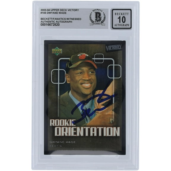 Dwyane Wade Miami Heat Autographed 2003-04 Upper Deck Victory #105 Beckett Fanatics Witnessed Authenticated 10 Rookie Card - Fanatics Authentic Certified