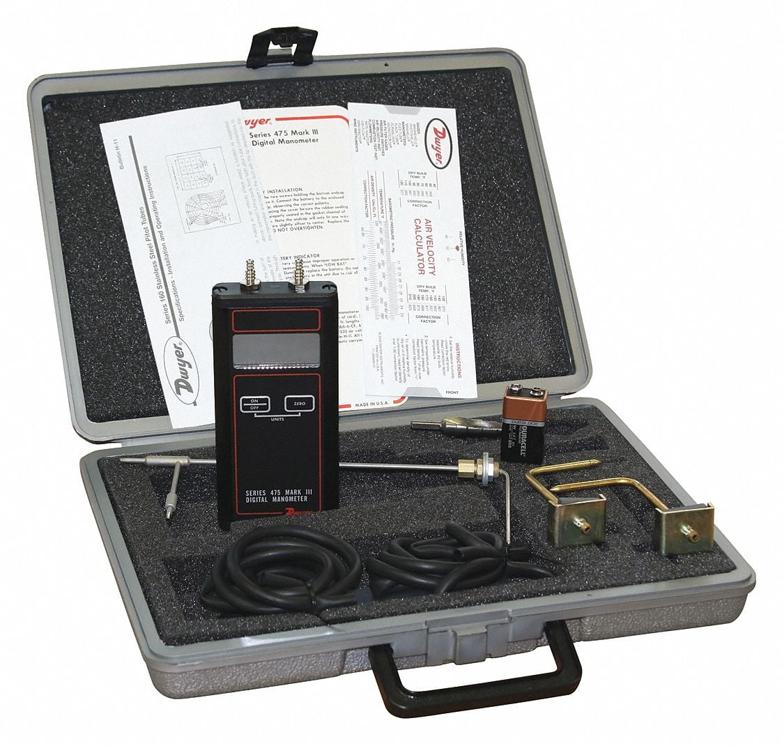 Dwyer Air Manometer Kit,0 in wc to 40 in wc 4752FMAV