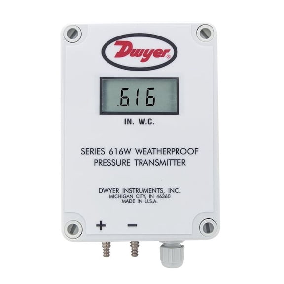 Differential pressure transmitter, 0 to 5" w.c., 4-20 mA. 616KD-03