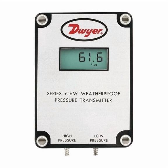 Differential pressure transmitter, range 0-10" w.c., max. pressure 10 psig.