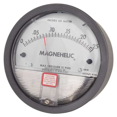 Dwyer Instruments Pressure Gauge,0 to 0.25 In H2O 2000-00