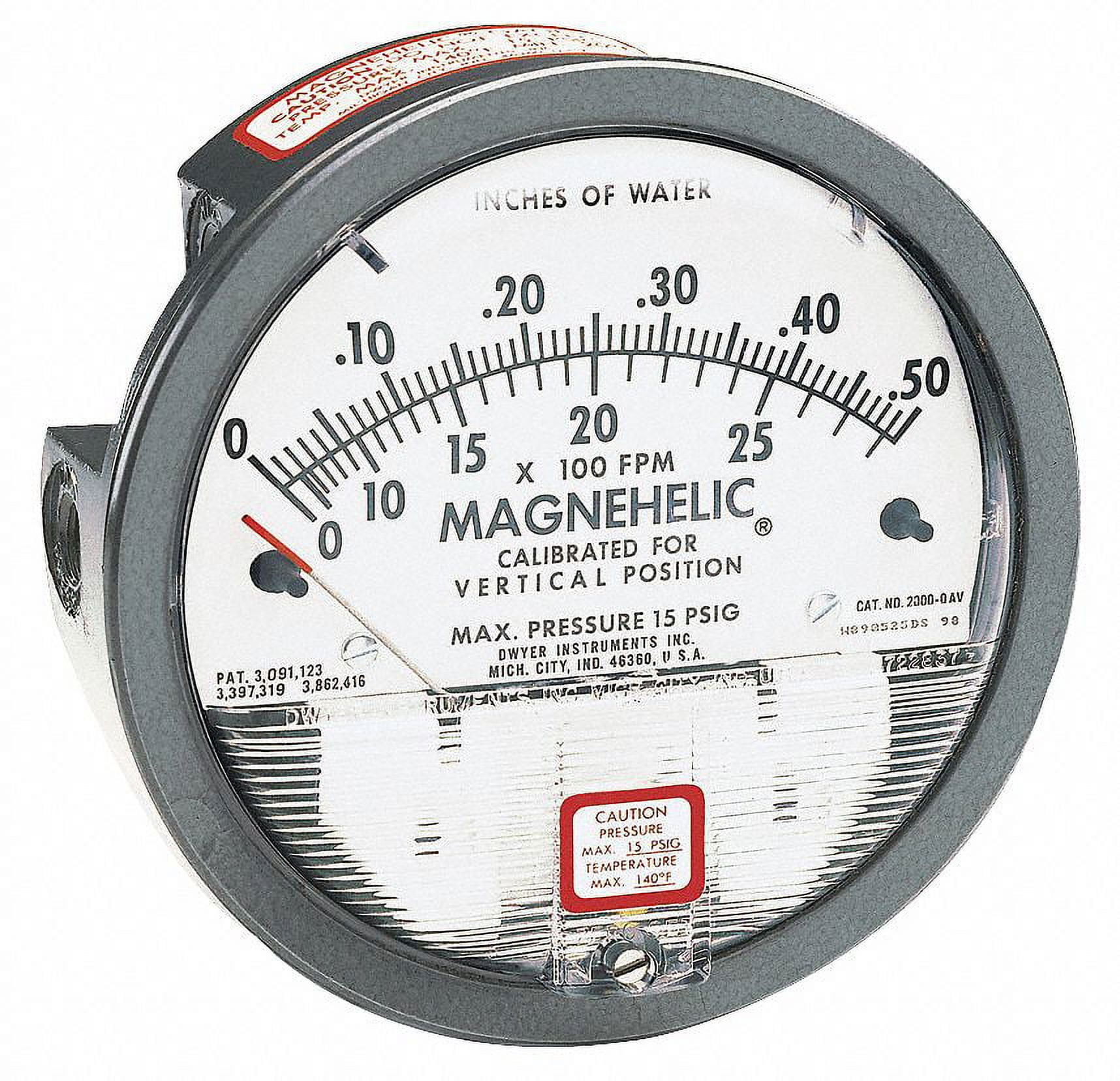 Dwyer Instruments Pressure Gauge,0 to 10 In H2O 2010AV