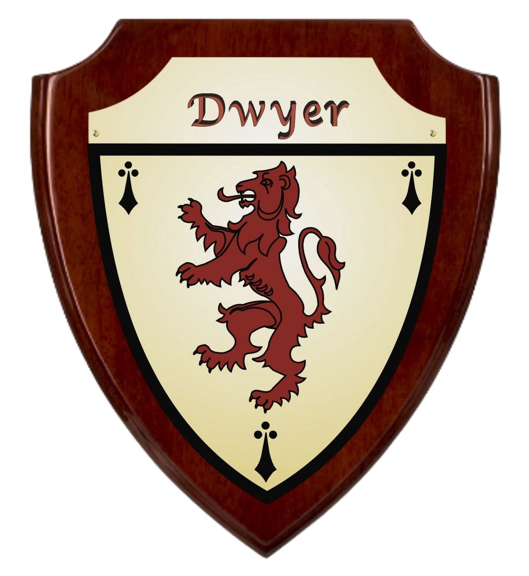Dwyer Irish Coat of Arms Shield Plaque - Rosewood Finish