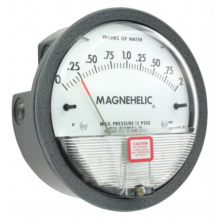 Dwyer Pressure Gauge,0 to 2 In H2O