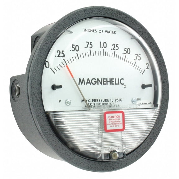 Dwyer Pressure Gauge,0 to 2 In H2O