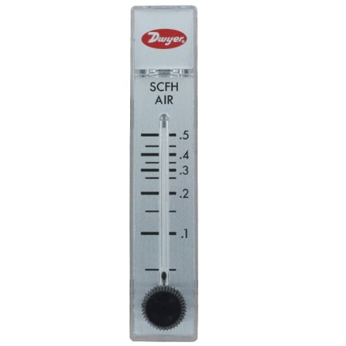 Dwyer Rate-Master Flowmeter, RMA-23-SSV, 4% Acc, 5-50 LPM air, SS Valve, PC Body CA3