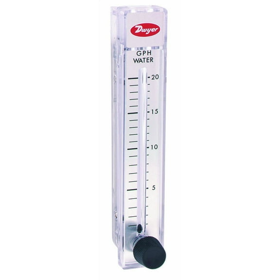 Dwyer Rate-Master Flowmeter, RMB-83-SSV, 3% Acc, 1-20 GPH Water, SS Valve, PC Body CA3