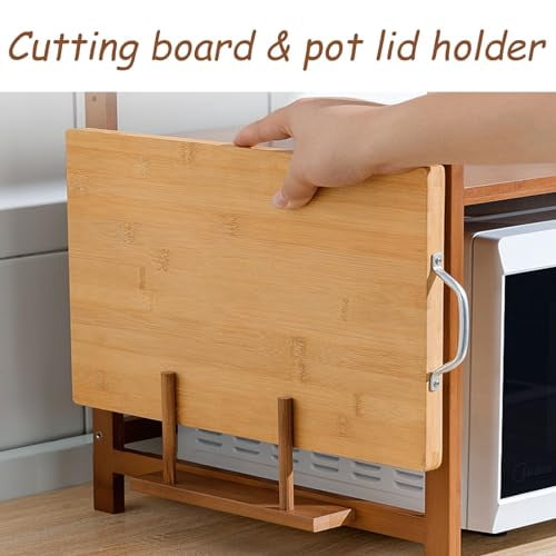 Dxcaicc 2 Tier Wooden Microwave Oven Rack,Kitchen Toaster Storage ...