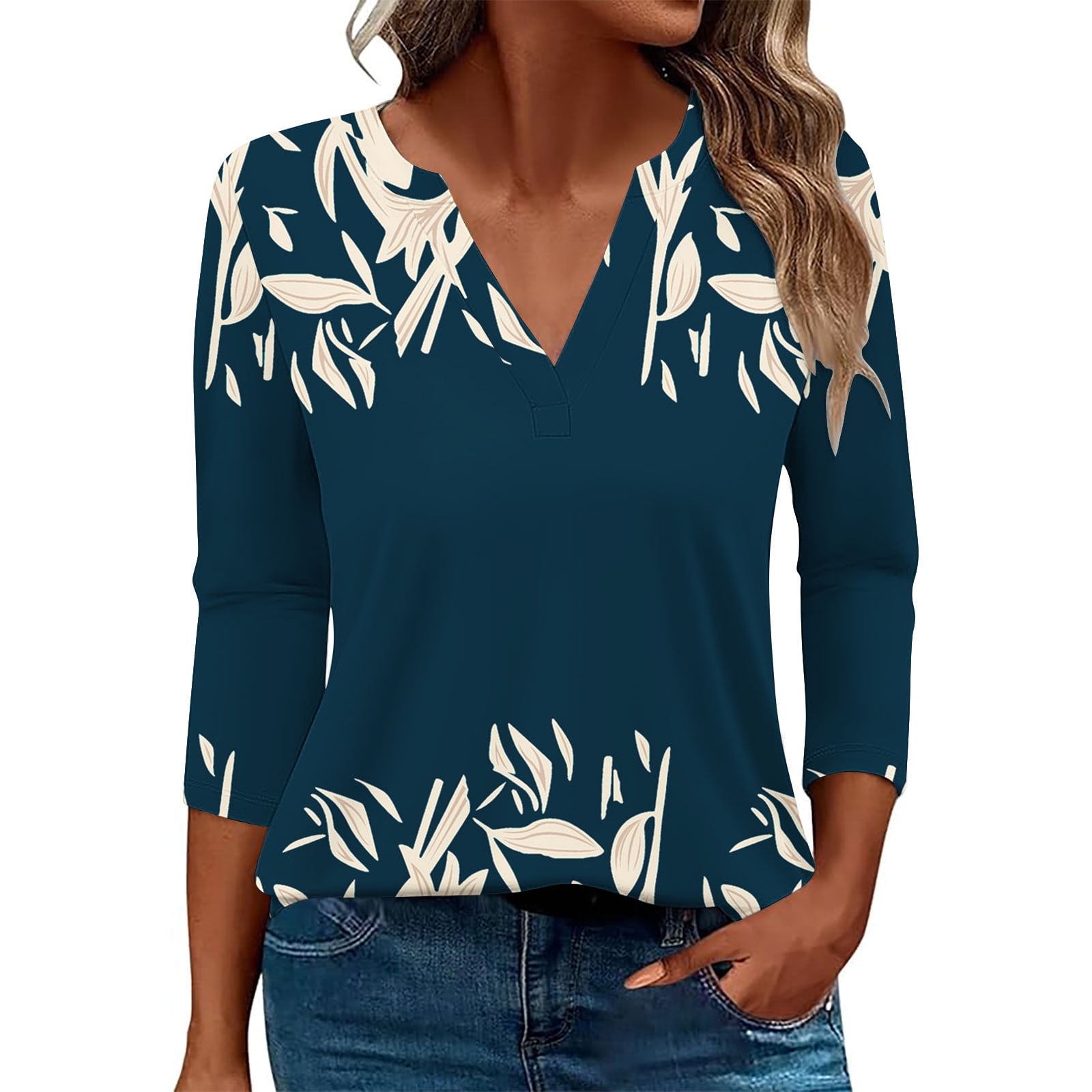 DxhmoneyHX 3/4 Length Sleeve Womens Tops 2024 Summer Fall Fashion