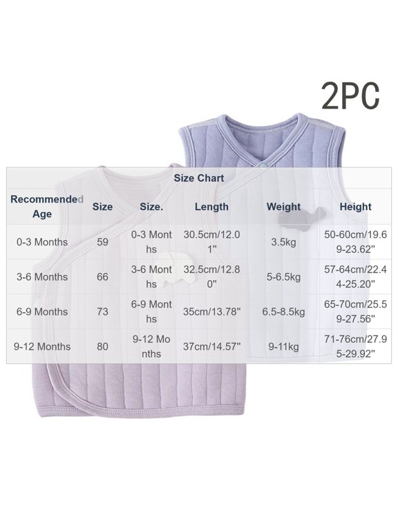 Baby Boys Girls 2 Pack Quilted Vest Sleeveless Button Snap Winter Warm Jacket Cute Outerwear Size 0-12 Months