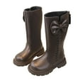 thumbnail image 1 of DxhmoneyHX Boots for Girls Fashion Vintage Faux Leather Shoes Fall&nbsp;Winter Warm Mid Calf Boots Low Heel Side Zipper Slip on Shoes Size 30, 1 of 9