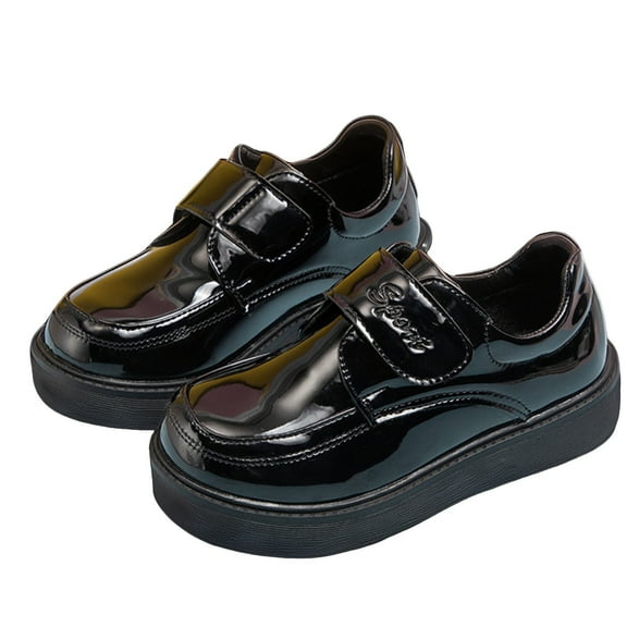 DxhmoneyHX Boys Dress Shoes School Uniform Faux Leather Shoes Wedding Birthday Party Casual Shoes Fashion Chunky Heels Round Toe Loafers Size 29