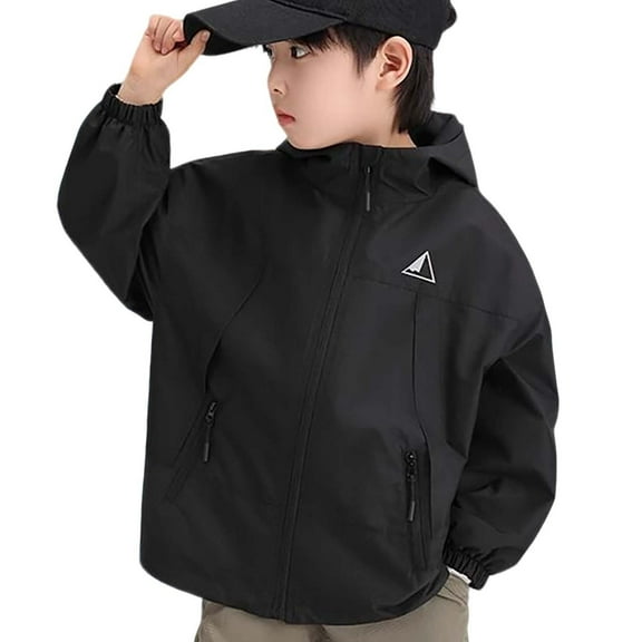 DxhmoneyHX Boys Jacket Fashion Solid Athletic Zip up Hoodies Winter Lightweight Casual Outerwear Long Sleeve Fall Coats with Zipper Pockets Size 9 Years