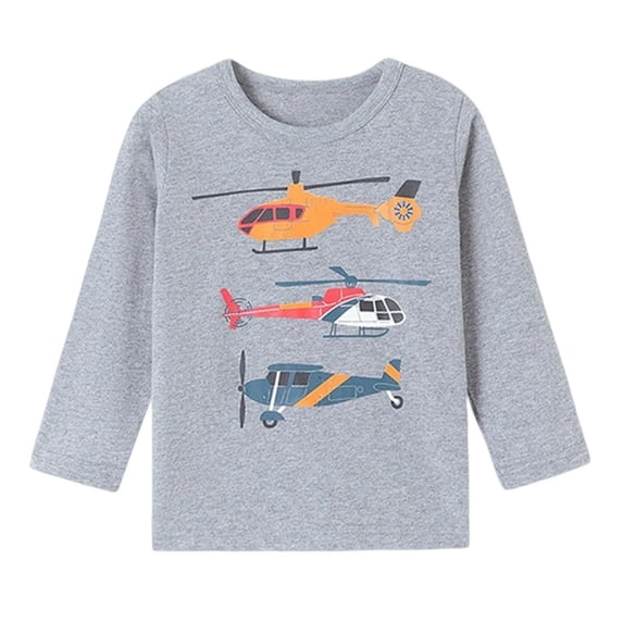 DxhmoneyHX Boys Long Sleeve Shirts Cute Cartoon Striped Shirt Fall Winter Crewneck Sweatshirt Soft Comfy Cotton Lightweight Basic Tees Size 6 Years