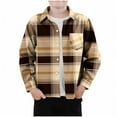 thumbnail image 1 of DxhmoneyHX Boys Plaid Shirt Dressy Casual Collared Long Sleeve Button Down Shirts Fall Winter Lightweight Going Out Tops with&nbsp;Pocket Size 120, 1 of 3