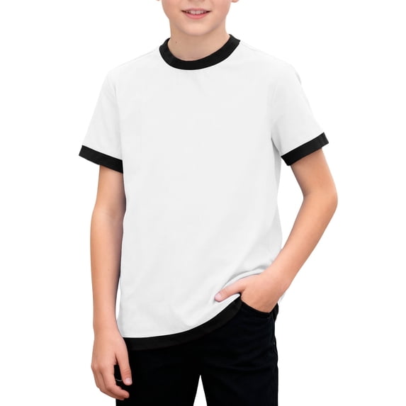 DxhmoneyHX Boys Short Sleeve Shirts Crew Neck Color Block Casual T Shirt Loose Fit Summer Basic Lightweight Fashion Pullover Tees Age 3-12Years