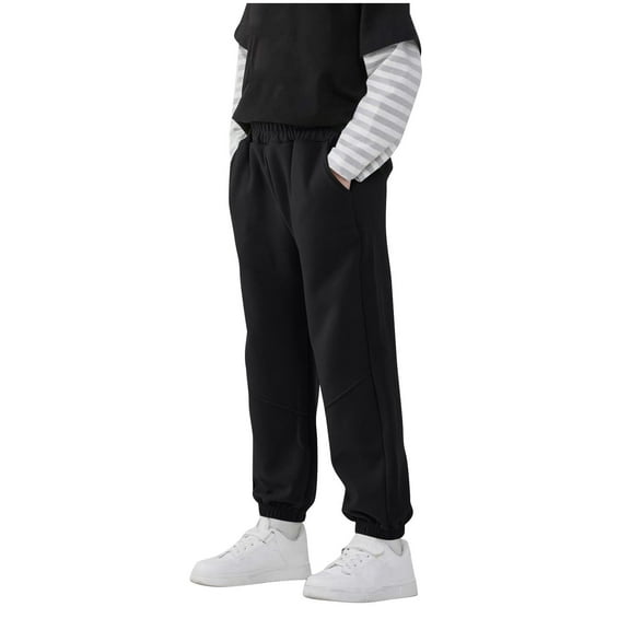 DxhmoneyHX Boys Sweatpants Fashion Solid High Waisted Joggers Stretch Closed Bottom Trousers School Uniform Athletic Pants with Pockets Size 12 Years