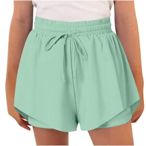 DxhmoneyHX Girls Casual Drawstring Shorts Elastic High Waist Wide Leg Workout Shorts Summer Yoga Pants for 6-15 Years