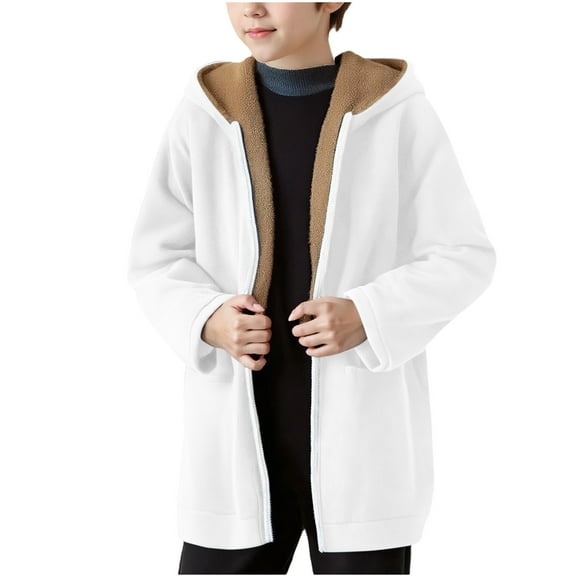 DxhmoneyHX Boys Zip up Hoodie Soft Comfy Fleece Lined Warm Winter Coats Casual Long Sleeve Going Out Tops Hooded Jacket with Pockets Size 150