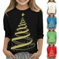 thumbnail image 1 of DxhmoneyHX Christmas Shirts for Girls Holiday Cute Graphic Tees Fall&nbsp;Winter 3/4 Sleeve Tops Fashion Red Wine Glass Crewneck&nbsp;Sweatshirt Size 3-4Years, 1 of 4