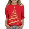 thumbnail image 1 of DxhmoneyHX Christmas Shirts for Girls Holiday Cute Graphic Tees Fall&nbsp;Winter 3/4 Sleeve Tops Fashion Red Wine Glass Crewneck&nbsp;Sweatshirt Size 9-10Years, 1 of 3