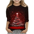 thumbnail image 1 of DxhmoneyHX Christmas Shirts for Girls Holiday Fashion Red Wine Glass Graphic Tees Fall&nbsp;Winter&nbsp;Lightweight Round Neck 3/4 Sleeve Tops Size 160, 1 of 5