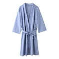 thumbnail image 1 of DxhmoneyHX Clearance Mens Robe Lightweight Summer Cotton Blend Bathrobe Thin Cardigan Home Cozy Long Pajamas Bathrobe, 1 of 2