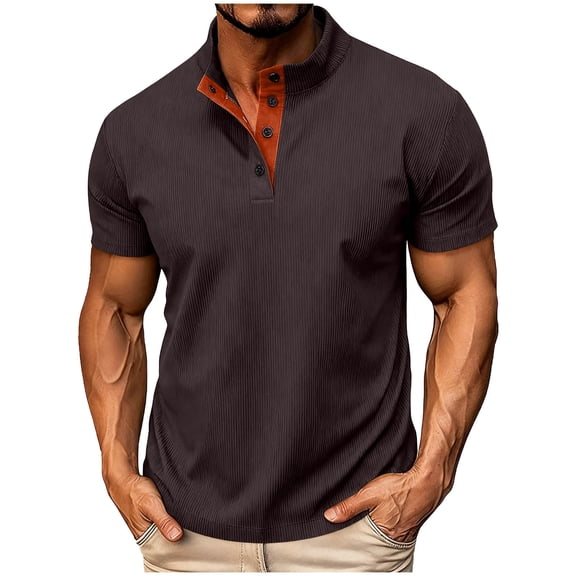 DxhmoneyHX Corduroy Short Sleeve Shirts for Men Half Button Stand Collar T Shirts Causal Summer Lightweight Going Out Sweatshirts
