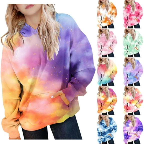 DxhmoneyHX Cute Hoodies for Girls Love Heart Tie Dy Oversized Pullover Sweatshirts Long Sleeve Trendy Shirts Preppy Clothes 2-14 Years