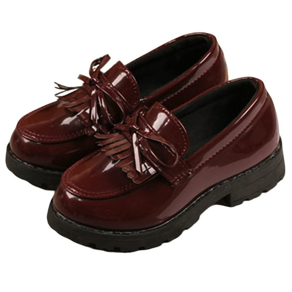 DxhmoneyHX Dress Shoes for Girls Toddler Fashion Vintage Faux Leather Shoes Wedding School Uniform Round Toe Loafers for All Seasons Size 32