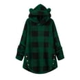 thumbnail image 1 of DxhmoneyHX Fleece Hoodies for Girls Cute ​Plaid Pullover Sweatshirts Casual Loose Long Sleeve Tops Soft Comfy Warm Fuzzy Pajamas Winter Outfits Size 150, 1 of 6