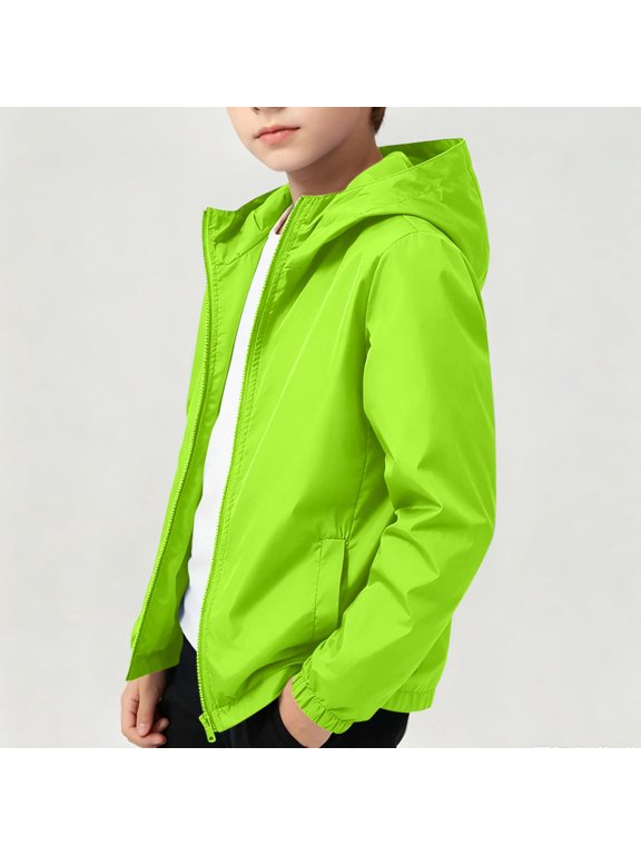 Girls 2 Pack Full Zip Hooded Rain Jacket Long Sleeve Waterproof Windproof Soft Shell Coat Lightweight Windbreaker for Camping Cycling 4‑12 Years