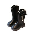 thumbnail image 1 of DxhmoneyHX Girls Boots Fashion Vintage Solid Faux Leather Shoes Fall Winter Lightweight Slip on Casual Shoes Cute Bow Mid Calf Boots Size 30, 1 of 9