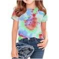thumbnail image 1 of DxhmoneyHX Girls Casual Summer T Shirt Crew Neck Short Sleeve Tie Dye Tunic Blouse Loose Fit Summer Lightweight Stylish Pullover Tops Age 3-14 Years, 1 of 5
