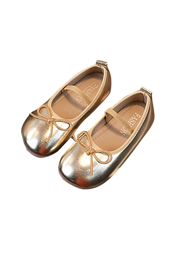 Girls Dress Shoes Fashion Solid Mary Jane Flats Wedding Party Prom Princess Low Heels Round Toe Faux Leather Shoes for All Seasons Size 3.5 Years