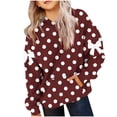 thumbnail image 1 of DxhmoneyHX Girls Fleece Polka Dot Hoodie Size 4-14 Years Long Sleeve Sweatshirt Cute Fashion Pullover Tops with Bow Decor Kangaroo Pocket, 1 of 5