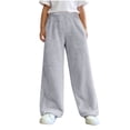 thumbnail image 1 of DxhmoneyHX Girls Fuzzy Sherpa Lined Sweatpants Wide Leg Elastic Waist Fleece Pants Casual Fall Winter Outdoor Trousers Size 4-15 Years, 1 of 7